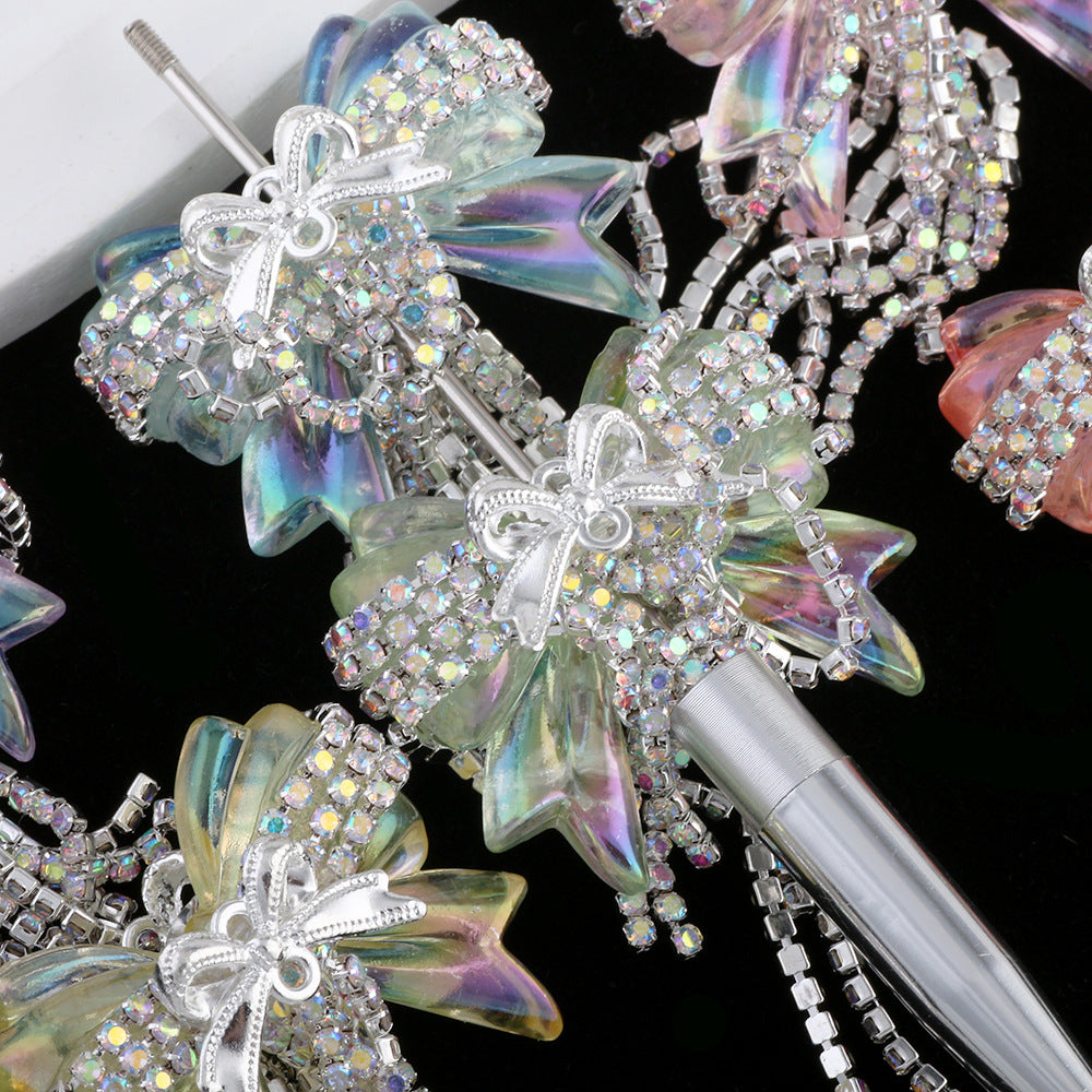 Heavy industry drill chain tassel bow drill ball straight hole bead DIY mobile phone keychain necklace accessories