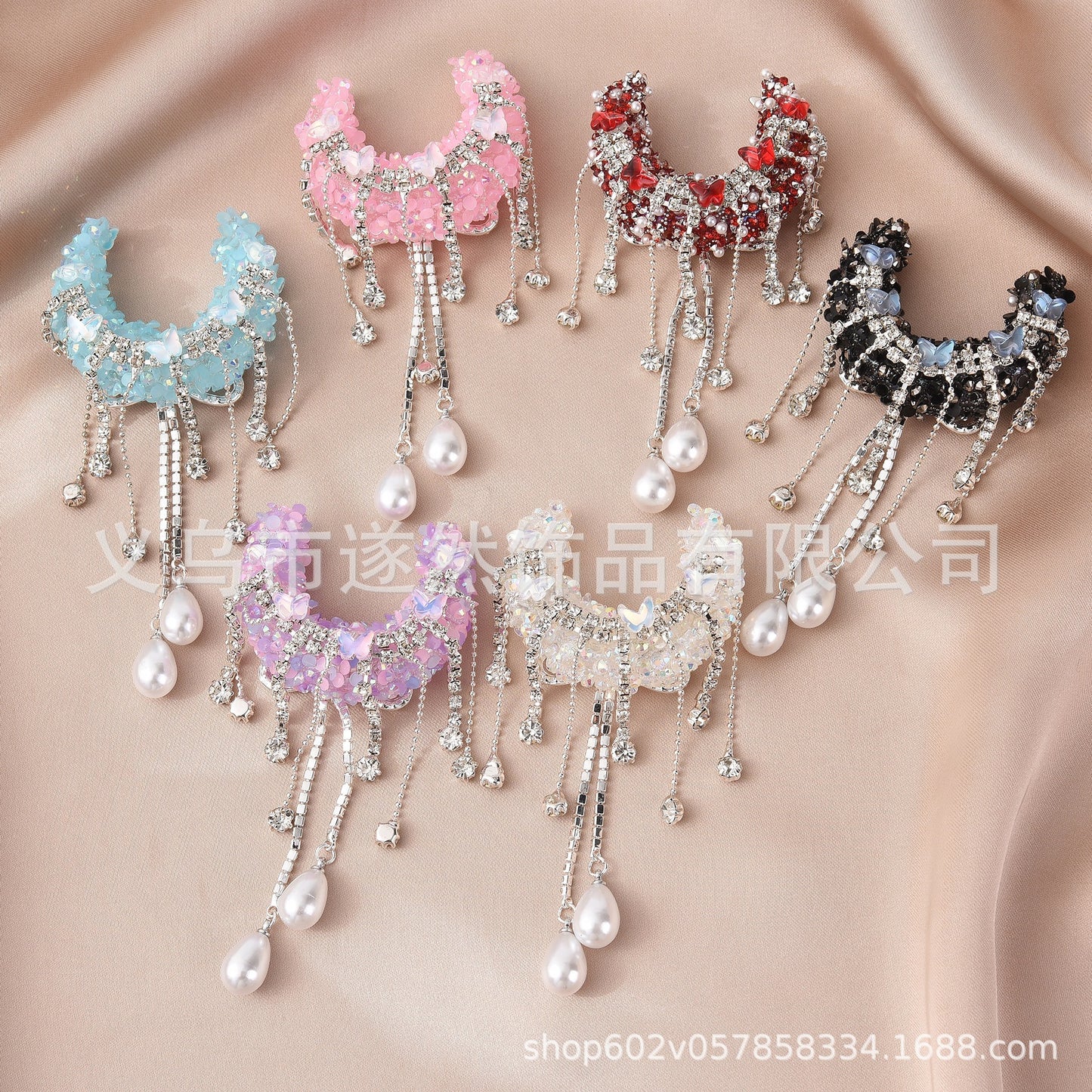 Heavy Industry Moon Inlaid Diamond Tassel Handmade Bead Butterfly DIY Jewelry Accessories Bead Pen Phone Chain