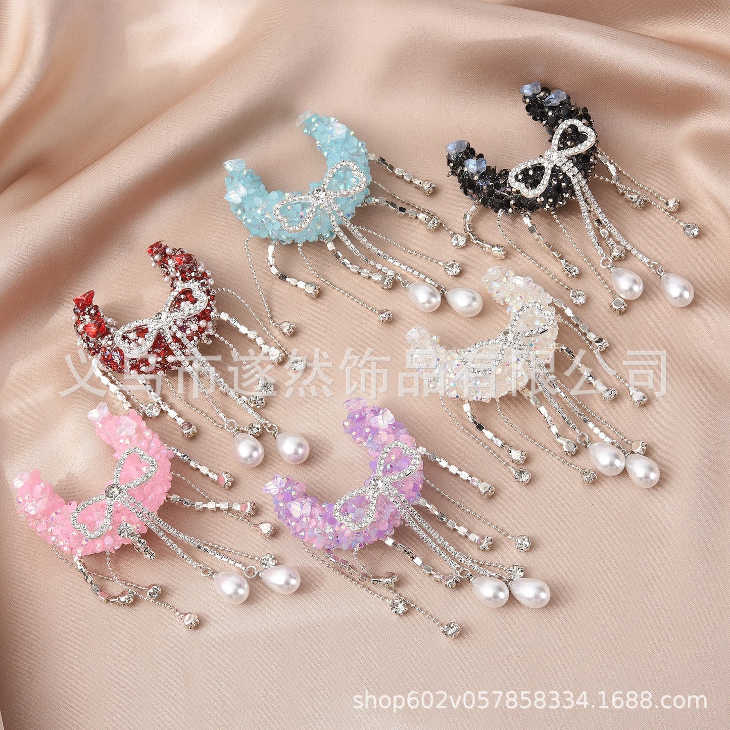 Heavy Industry Moon Inlaid Diamond Tassel Handmade Bead Butterfly DIY Jewelry Accessories Bead Pen Phone Chain