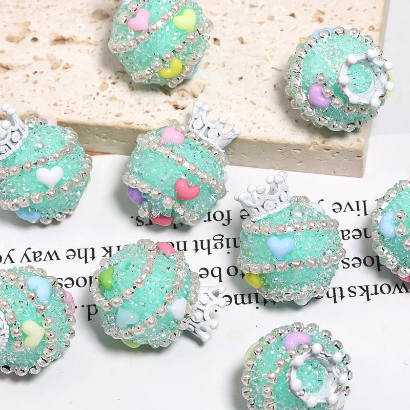 Crown Sugar Beads Straight Hole Drill Ball Beads DIY Mobile Phone Chain Accessories Beads Loose Beads