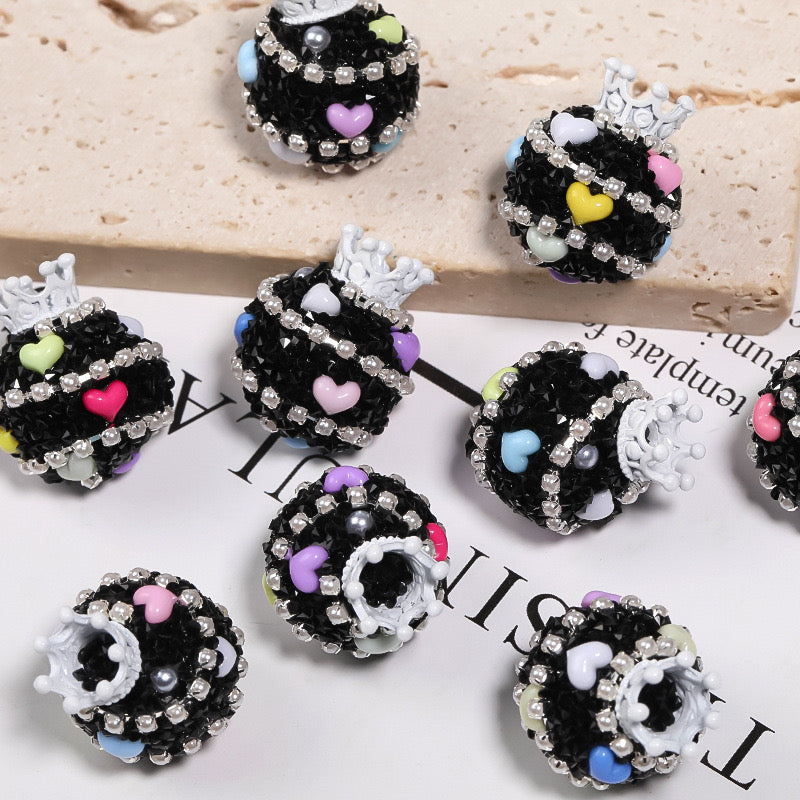 Crown Sugar Beads Straight Hole Drill Ball Beads DIY Mobile Phone Chain Accessories Beads Loose Beads