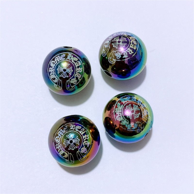 Acrylic 16MM Croheart Printed Round Bead Bead DIY Phone Chain Keychain Car Hanging Bead Pen Accessories