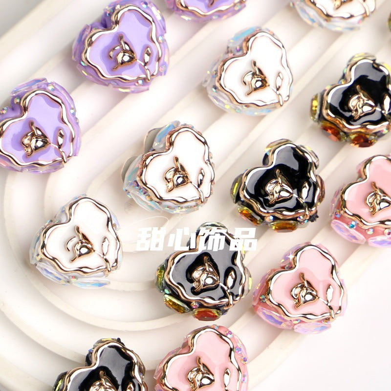 Love Heavy Industry Rose Flower Diamond Bead DIY String Bead Necklace Pendant Accessory for Mobile Phone Chain Decoration