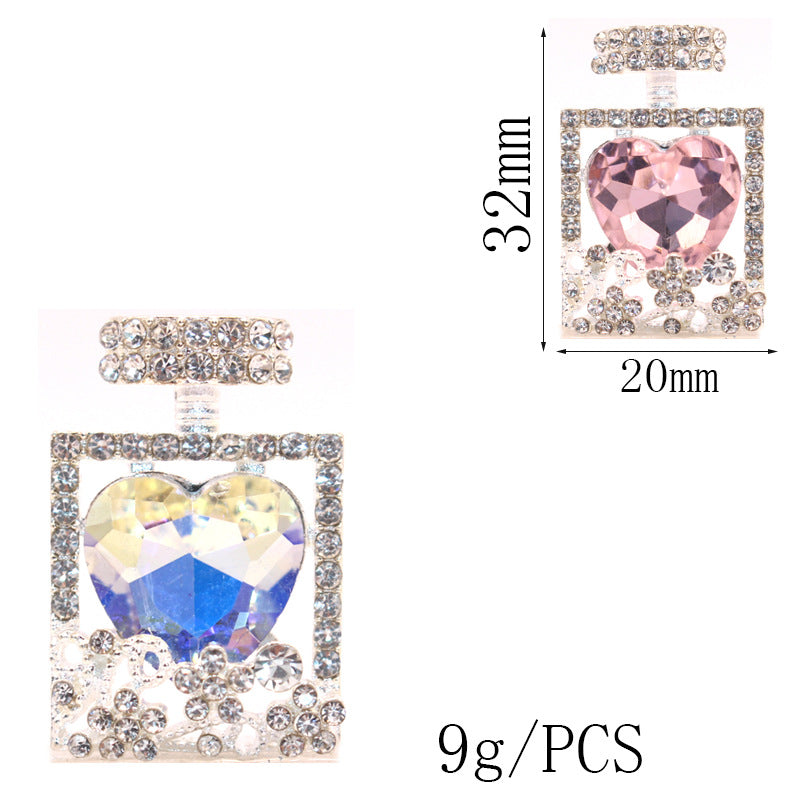 跨境新款合金满钻玻璃香水瓶diy饰品配件发饰服装装饰材料批发