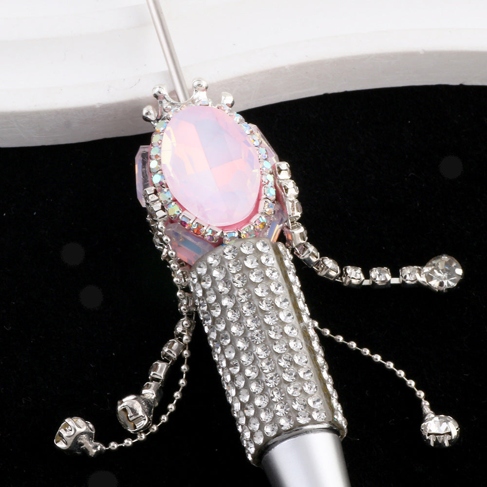 Elliptical zircon tassel crown drill ball with straight hole beads DIY mobile phone chain, keychain, package chain, heavy industry accessories