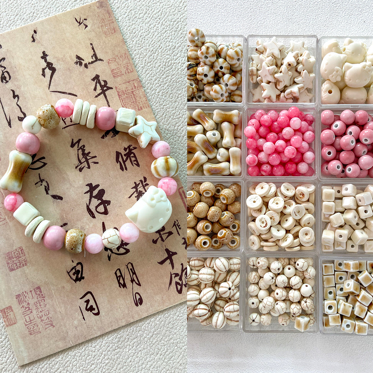 Resin Cat Ceramic Bead Wood Bead Loose Bead Bracelet Necklace DIY Accessories Material Bead